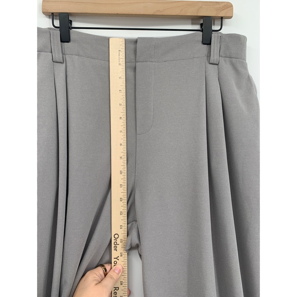 Halara Wide Leg Pants Women 1X Gray Pleated Elastic Waist Waffle Knit Crop - Picture 7 of 10